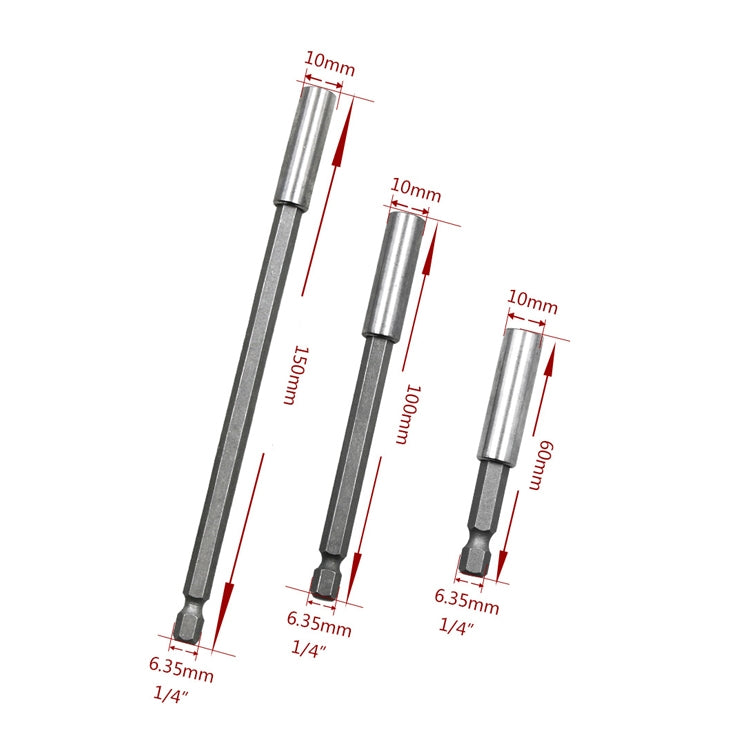 Cần nối khoan súng điện 3 trong 1 đầu 1/4 có từ tính cao, ống nối, khớp nối xoay nhanh, dài 60/100/150mm