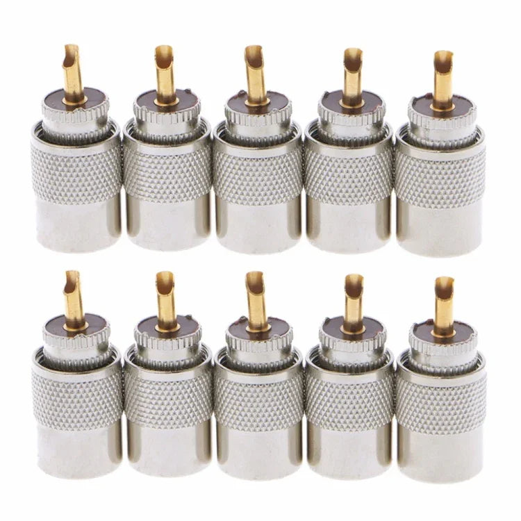 10 cái đầu nối UHF PL-259 đực hàn cho cáp đồng trục RG8X