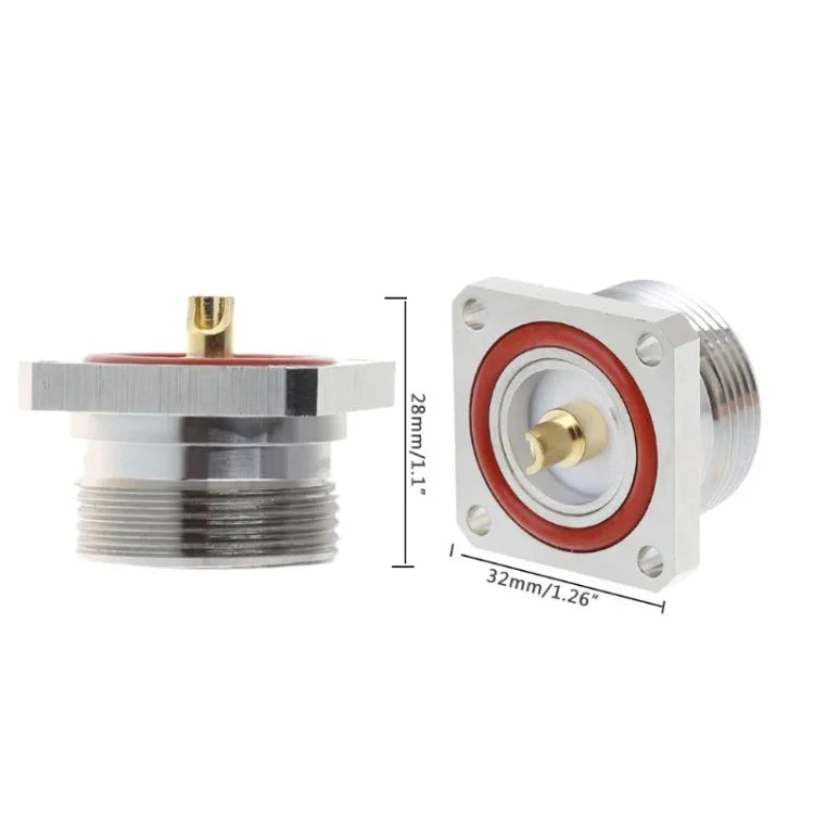 Đầu nối trung tâm L29 7/16 Din cái với 4 lỗ mặt bích chén hàn bộ chuyển đổi RF đồng trục