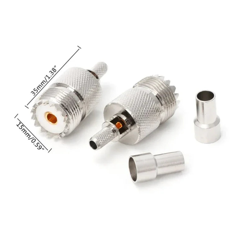 10 Bộ Đầu Nối RF Jack UHF Nữ Ép Hàn Cáp Đồng Trục cho Cáp 5mm RG58 RG142 / 3D-FB