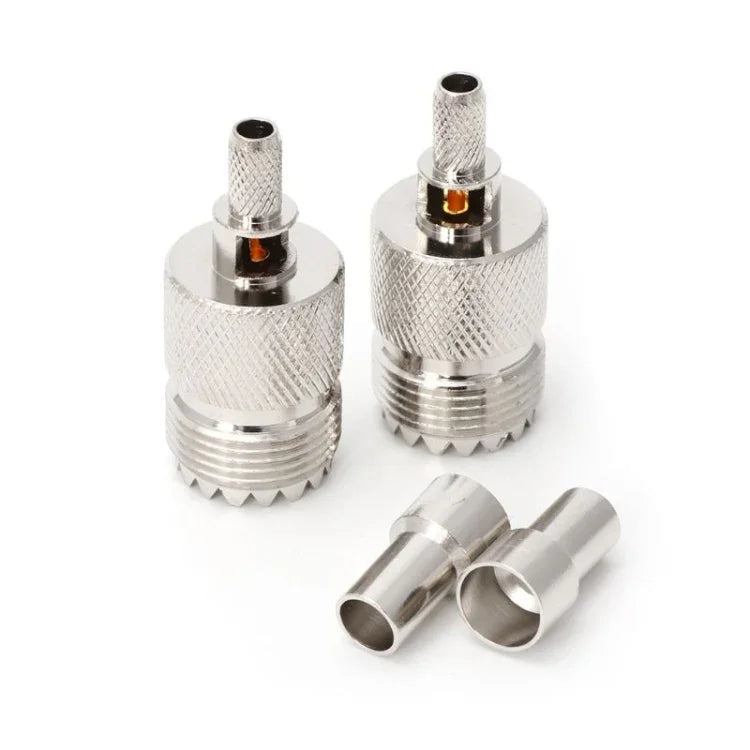 10 Bộ Đầu Nối RF Jack UHF Nữ Ép Hàn Cáp Đồng Trục cho Cáp 5mm RG58 RG142 / 3D-FB