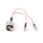Cáp Kết Nối Bộ Kết Hợp Tách Đầu Cắm RG316 N Nam sang 2xTS9 / 2xCRC9 Nam, Chiều Dài: 15cm