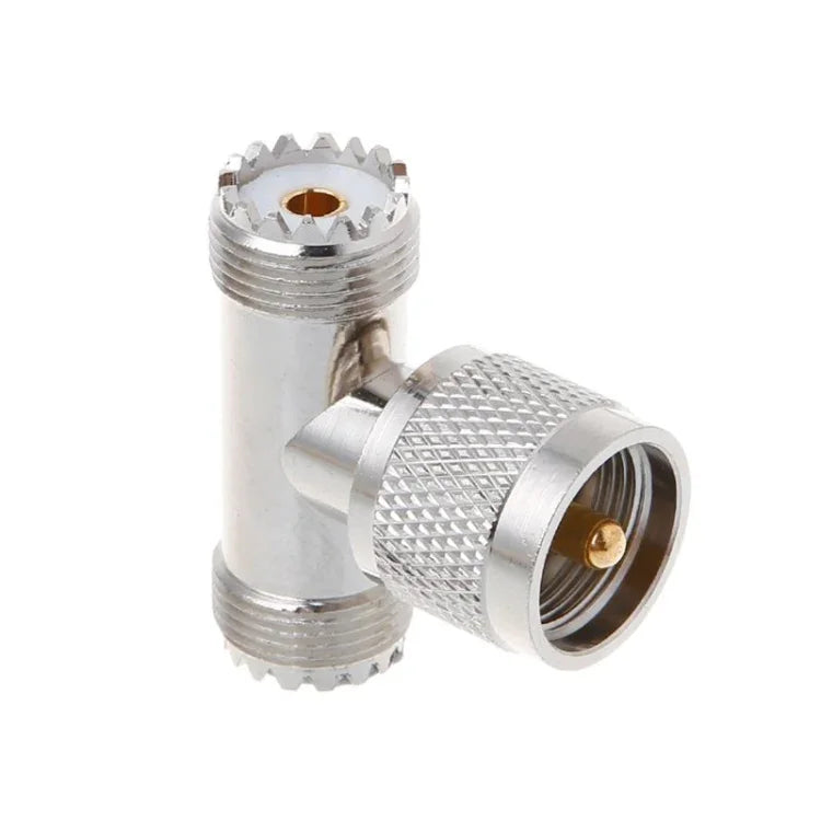 Đầu nối chuyển đổi PL259 đực UHF hình chữ T sang 2 đầu cái UHF