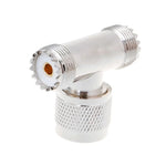 Đầu nối chuyển đổi PL259 đực UHF hình chữ T sang 2 đầu cái UHF