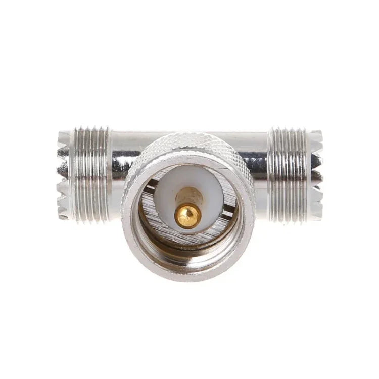 Đầu nối chuyển đổi PL259 đực UHF hình chữ T sang 2 đầu cái UHF