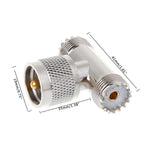 Đầu nối chuyển đổi PL259 đực UHF hình chữ T sang 2 đầu cái UHF