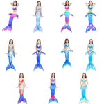 Bộ 3 đuôi nàng tiên cá bơi cosplay bikini trẻ em, size 110 (hồng đậm + xanh dương), size 110