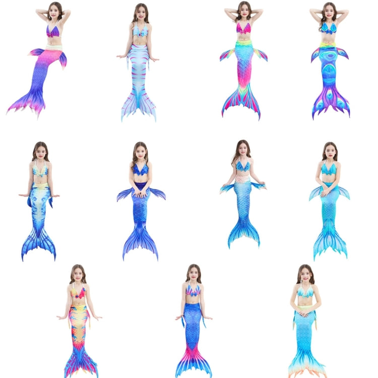 Bộ 3 đuôi nàng tiên cá bơi cosplay bikini trẻ em, size 110 (hồng đậm + xanh dương), size 110