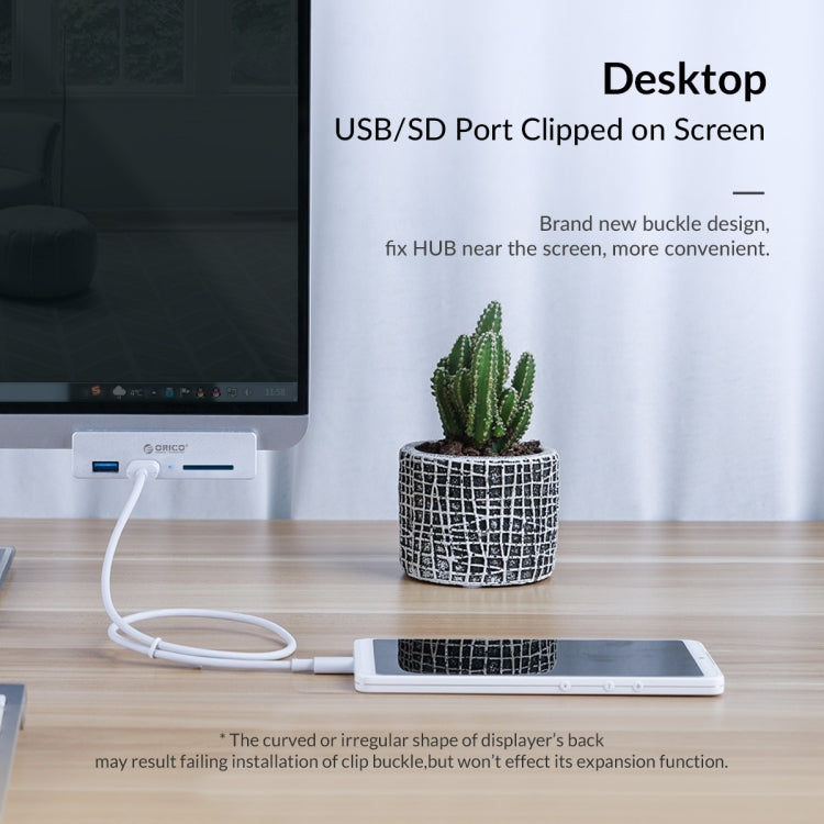 Hub USB3.0 2 cổng loại kẹp ORICO MH2AC-U3 kèm đầu đọc thẻ SD
