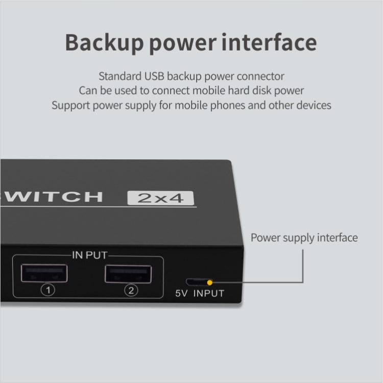 Bộ chuyển đổi USB 2x4 chia sẻ 2 cổng PC cho 4 thiết bị như máy in, bàn phím, chuột, màn hình, bộ chuyển đổi USB 2x4