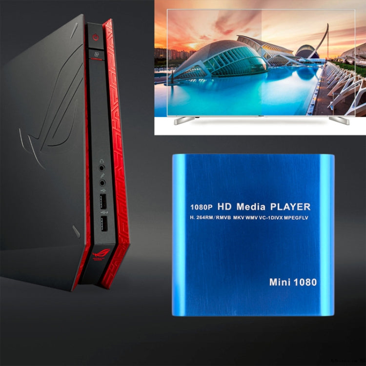 Đầu phát USB HDD media MINI 1080P Full HD, đầu phát thẻ SD/MMC, US, EU, UK