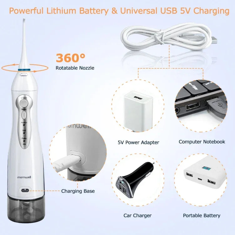 Mornwell D52 máy tăm nước sạc USB chống nước IPX7, máy tưới nước miệng D52