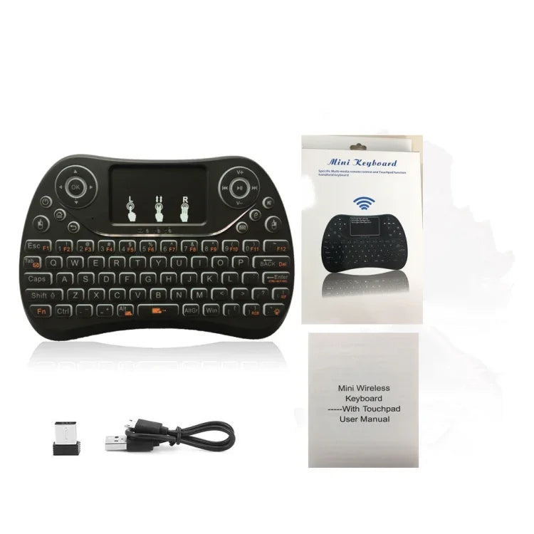 Bàn phím mini không dây I8 Max 2.4GHz có bàn di chuột, sạc lại được, chuột bay thông minh chơi game có đèn nền 7 màu