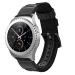 Dây đeo đồng hồ bằng vải canvas và da cho Samsung Gear S2/Galaxy Active 42mm, kích thước dây: 135+96mm