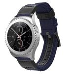 Dây đeo đồng hồ bằng vải canvas và da cho Samsung Gear S2/Galaxy Active 42mm, kích thước dây: 135+96mm