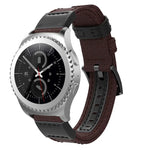 Dây đeo đồng hồ bằng vải canvas và da cho Samsung Gear S2/Galaxy Active 42mm, kích thước dây: 135+96mm