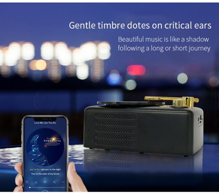 Loa Bluetooth phong cách cổ điển, Ăng-ten thu FM nhạy cao tích hợp, Chuyến đi dài, T12 (Màu nâu)