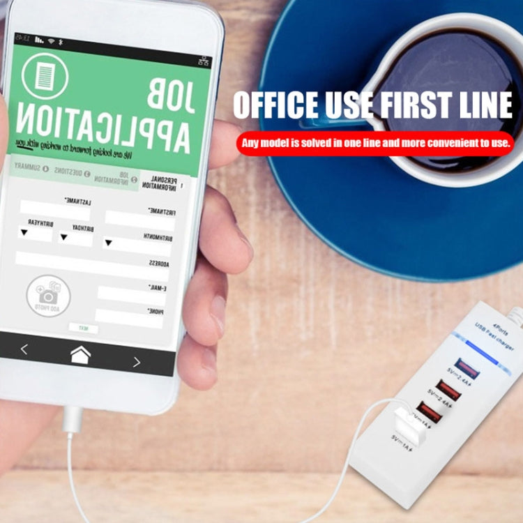 Bộ Sạc Adapter 5V 4.1A 4 Cổng USB kèm Cáp Nguồn, Chiều Dài Cáp: 1.5m, Phích Cắm Mỹ, Phích Cắm Mỹ