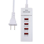 Bộ Sạc Adapter 5V 4.1A 4 Cổng USB kèm Cáp Nguồn, Chiều Dài Cáp: 1.5m, Phích Cắm Mỹ, Phích Cắm Mỹ