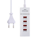 Bộ Sạc Adapter 5V 4.1A 4 Cổng USB kèm Cáp Nguồn, Chiều Dài Cáp: 1.5m, Phích Cắm EU, Phích Cắm EU