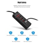Bộ Sạc Adapter 5V 4.1A 4 Cổng USB kèm Cáp Nguồn, Chiều Dài Cáp: 1.5m, Phích Cắm EU, Phích Cắm EU