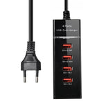 Bộ Sạc Adapter 5V 4.1A 4 Cổng USB kèm Cáp Nguồn, Chiều Dài Cáp: 1.5m, Phích Cắm EU, Phích Cắm EU