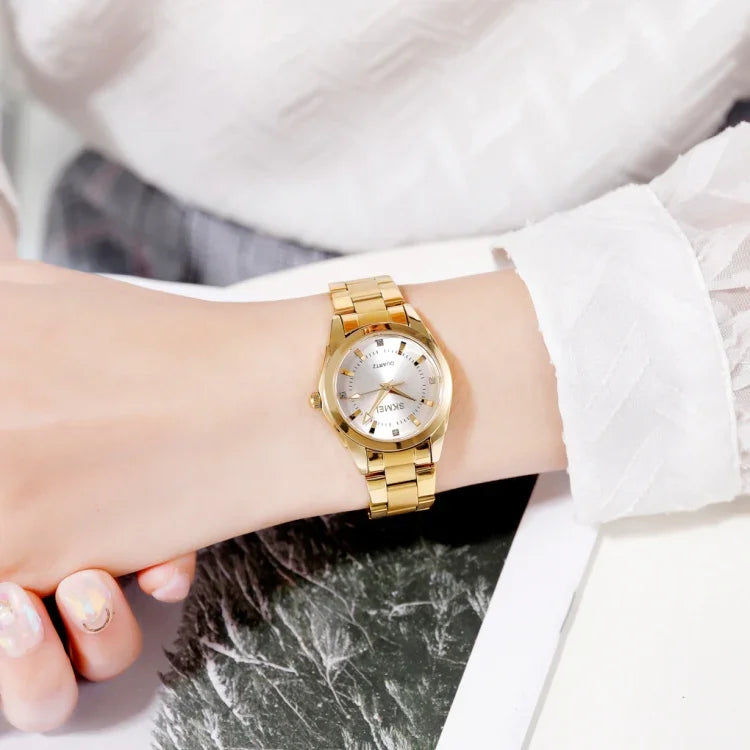 Đồng hồ nữ Skmei 1620 tinh tế đính đá sáng tạo phong cách thường ngày chống nước quartz dây thép