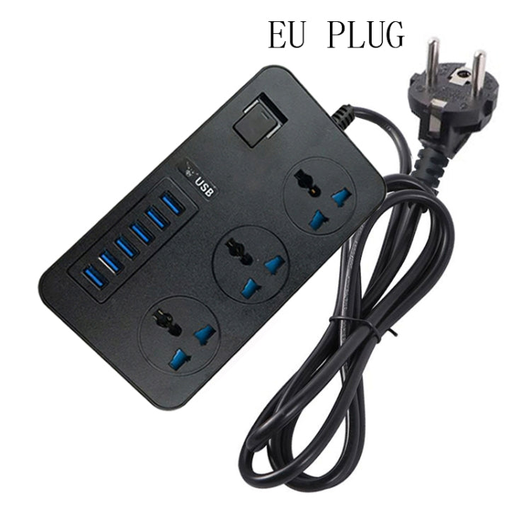 Ổ cắm đa năng 3 lỗ công suất cao 3000W T09 + 6 cổng sạc USB thông minh, phích cắm EU, phích cắm US, phích cắm UK