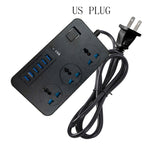 Ổ cắm đa năng 3 lỗ công suất cao 3000W T09 + 6 cổng sạc USB thông minh, phích cắm EU, phích cắm US, phích cắm UK