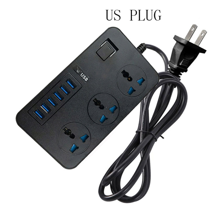 Ổ cắm đa năng 3 lỗ công suất cao 3000W T09 + 6 cổng sạc USB thông minh, phích cắm EU, phích cắm US, phích cắm UK