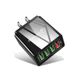 Sạc nhanh đa năng 30W QC 3.0 USB + 3 cổng USB 2.0 cho điện thoại, máy tính bảng, PC, sạc du lịch, phích cắm US, phích cắm US