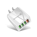Sạc nhanh đa năng 30W QC 3.0 USB + 3 cổng USB 2.0 cho điện thoại, máy tính bảng, PC, sạc du lịch, phích cắm US, phích cắm US