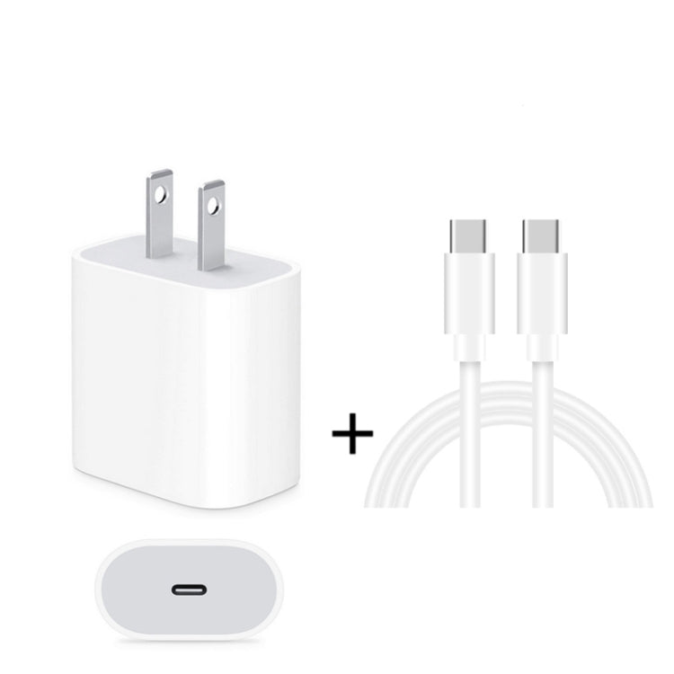Bộ sạc du lịch 2 trong 1 cổng USB-C / Type-C đơn + cáp dữ liệu sạc nhanh 3A PD 3.0 USB-C / Type-C sang USB-C / Type-C, chiều dài cáp: 1m, 18W 1m