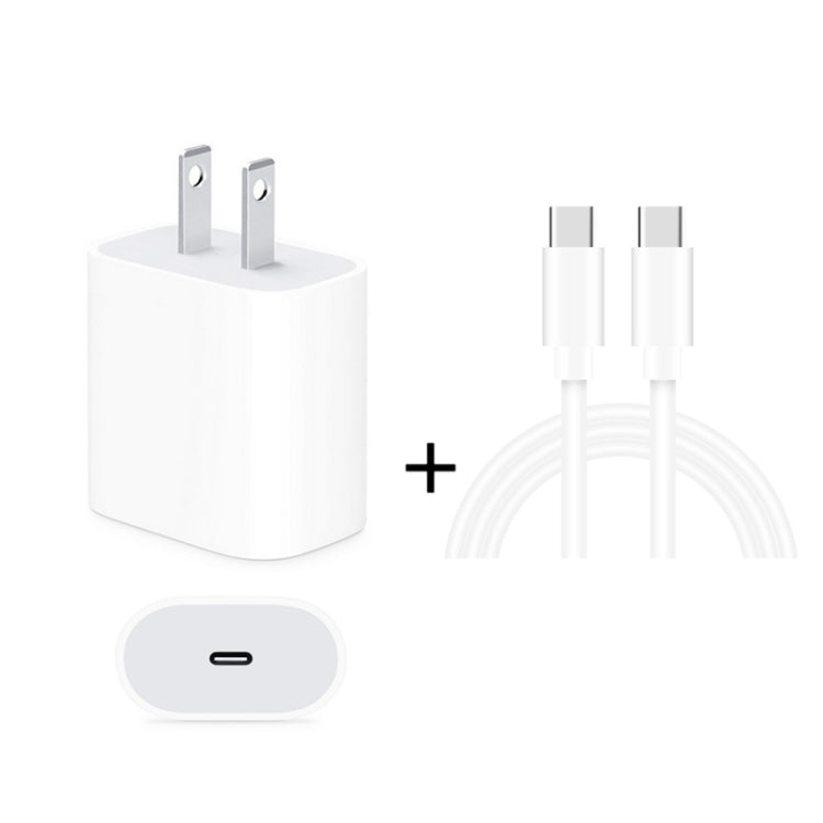 Bộ sạc du lịch 2 trong 1 cổng USB-C / Type-C đơn + cáp dữ liệu sạc nhanh 3A PD 3.0 USB-C / Type-C sang USB-C / Type-C, chiều dài cáp: 2m, 18W 2m