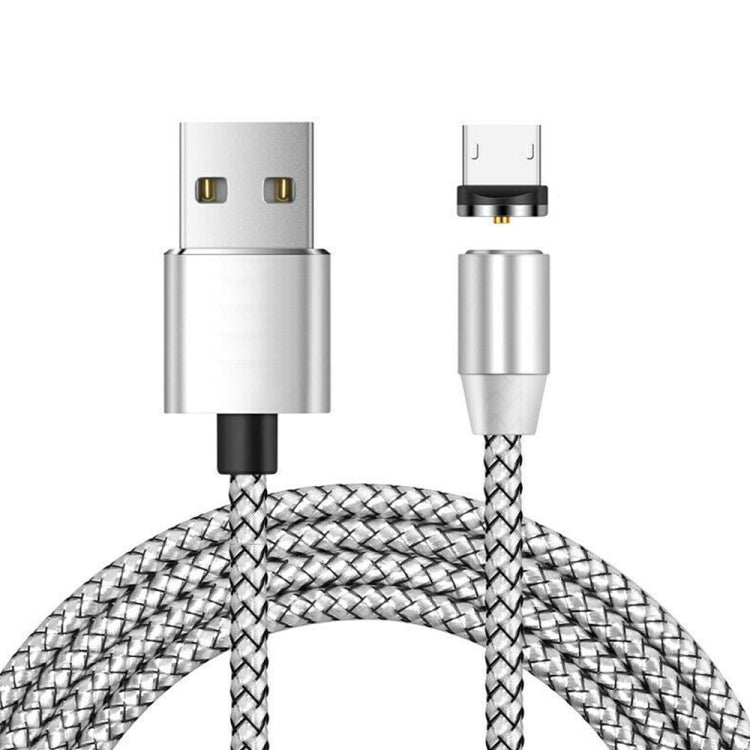 USB to Micro USB Magnetic Metal Connector Nylon Two-color Braided Magnetic Charging Cable, Cable Length: 1m, Micro USB
