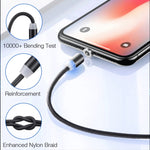 Cáp dữ liệu từ tính bằng kim loại USB sang 8 Pin, dây bện nylon hai màu, chiều dài 1m, 8 Pin