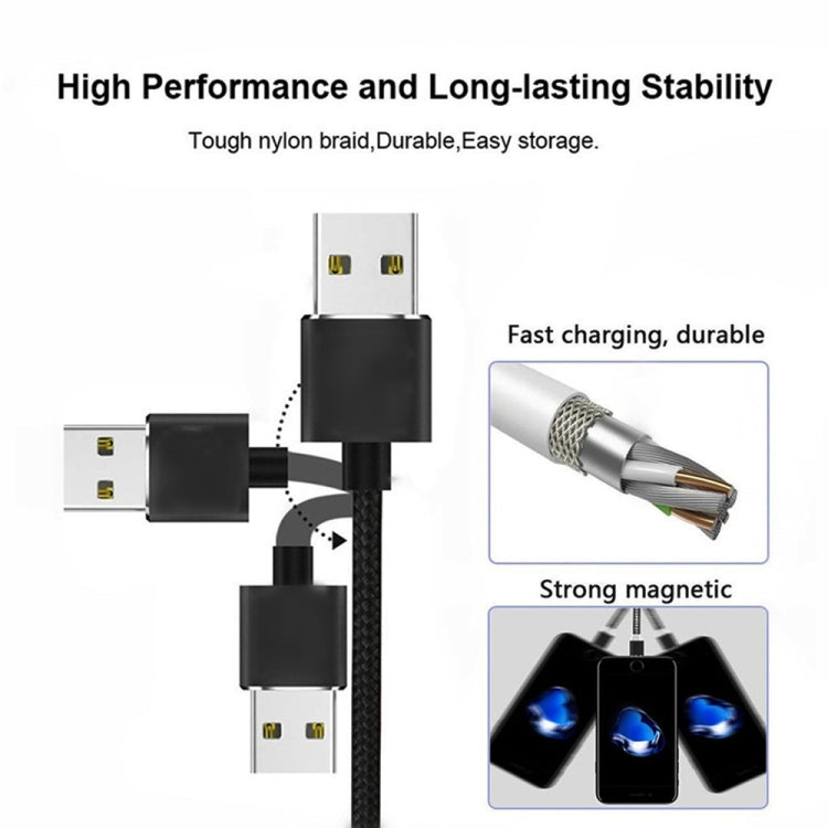 Cáp dữ liệu từ tính bằng kim loại USB sang 8 Pin, dây bện nylon hai màu, chiều dài 1m, 8 Pin
