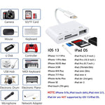 Bộ chuyển đổi đầu đọc thẻ ZS-S1827 4 trong 1 SD + TF + sạc 8 Pin + giao diện USB sang giao diện 8 Pin cho camera, hỗ trợ tất cả hệ điều hành iOS