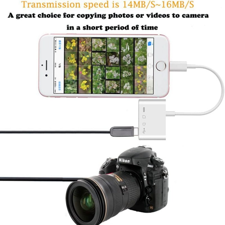 Bộ chuyển đổi đầu đọc thẻ ZS-S1827 4 trong 1 SD + TF + sạc 8 Pin + giao diện USB sang giao diện 8 Pin cho camera, hỗ trợ tất cả hệ điều hành iOS