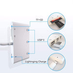 ZS-S1852 Bộ chuyển đổi đầu đọc thẻ camera OTG 6 trong 1 3 USB cái sang 8 pin đực với khe thẻ SD & TF & giao diện sạc 8 pin, hỗ trợ tất cả hệ điều hành iOS