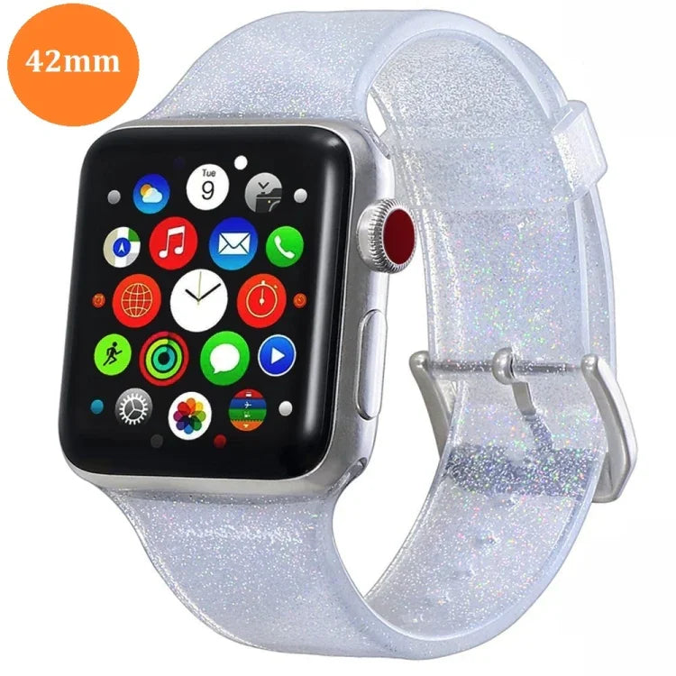 Dây Đeo Silicone Lấp Lánh Cho Apple Watch Series 5 & 4 44mm / 3 & 2 & 1 42mm