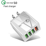 Bộ cáp dữ liệu 2 trong 1 USB sang USB-C / Type-C + sạc nhanh đa năng 30W QC 3.0 4 cổng USB cho điện thoại, máy tính bảng, PC, phích cắm US, bộ USB-C / Type-C phích cắm US