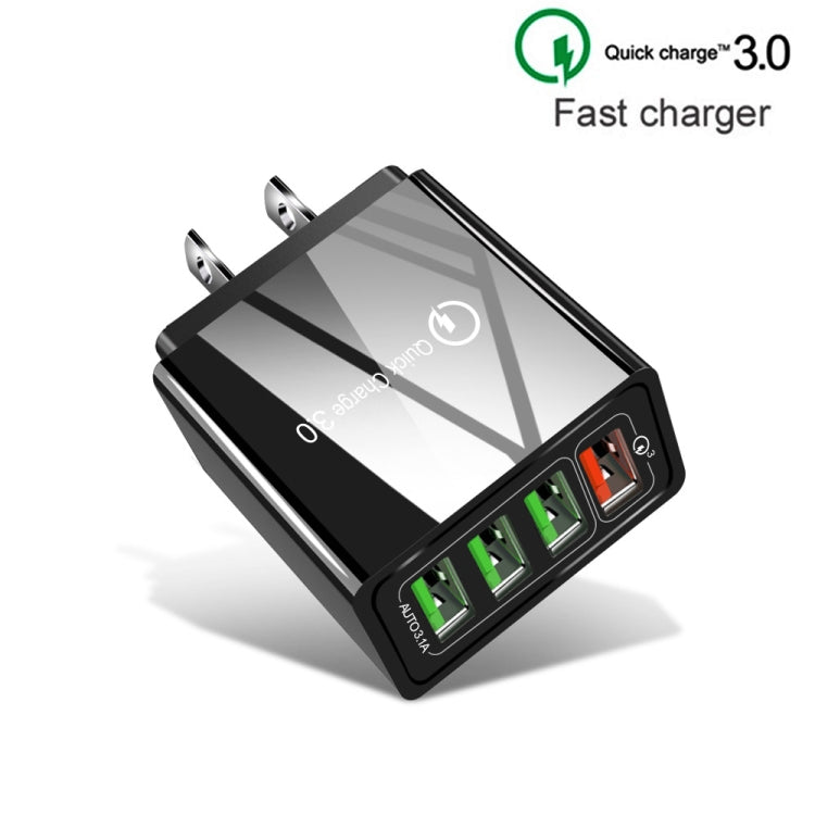 Bộ sạc nhanh đa năng 2 trong 1 cáp dữ liệu USB sang Micro USB dài 1m + 30W QC 3.0 4 cổng USB cho điện thoại di động, máy tính bảng, PC, bộ sạc du lịch, phích cắm US, bộ Micro USB phích cắm US