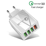Bộ sạc nhanh du lịch 2 trong 1 cáp dữ liệu USB dài 1m sang 8 Pin + 30W QC 3.0 4 giao diện USB cho điện thoại di động, máy tính bảng, PC, phích cắm EU, bộ 8 Pin phích cắm EU