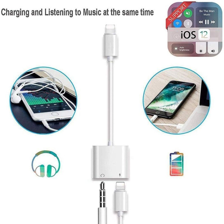 ZS-KL21804 bộ chuyển đổi 2 trong 1 8 Pin sang âm thanh 3.5mm + cổng sạc 8 Pin, phù hợp với tất cả hệ điều hành IOS, 8 Pin + 3.5mm