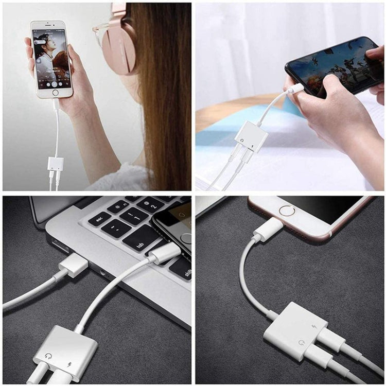 ZS-KL21804 bộ chuyển đổi 2 trong 1 8 Pin sang âm thanh 3.5mm + cổng sạc 8 Pin, phù hợp với tất cả hệ điều hành IOS, 8 Pin + 3.5mm