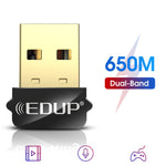 Bộ chuyển đổi USB WIFI EDUP EP-AC1651 650Mbps băng tần kép 5G/2.4GHz, card mạng không dây ngoài cho laptop Windows MacOS