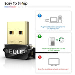 Bộ chuyển đổi USB WIFI EDUP EP-AC1651 650Mbps băng tần kép 5G/2.4GHz, card mạng không dây ngoài cho laptop Windows MacOS