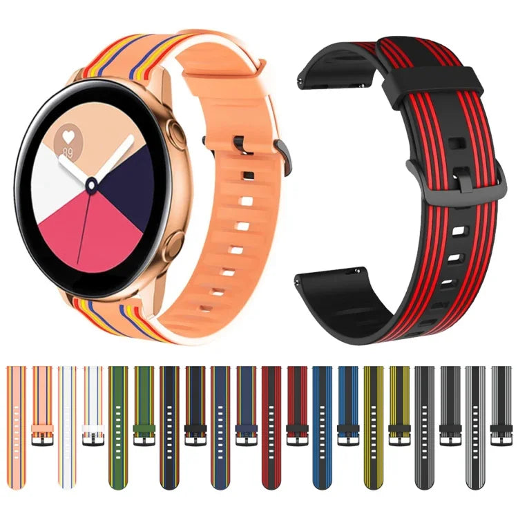 Dây silicone sọc 20mm cho Huami Amazfit GTS / Samsung Galaxy Watch Active 2 / Huawei Watch GT2 42MM