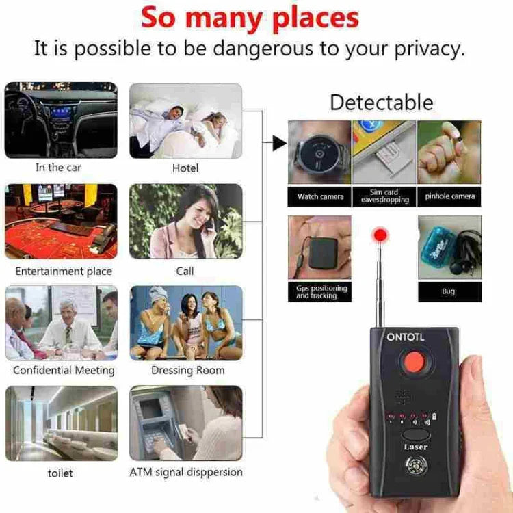 CC308 Máy dò laser camera toàn dải, thiết bị tìm tín hiệu camera không dây mini GSM